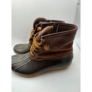 Sperry Top Sider Women's Waterproof Rubber Duck Boots Brown Leather Size 7